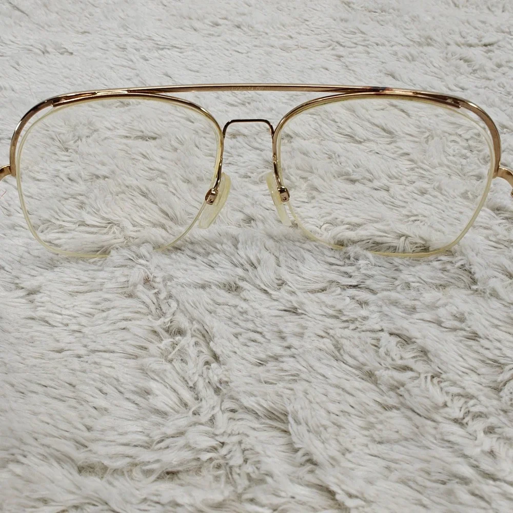 VTG 80s Univis USA Eye Glasses Aviator Metal Bur/Autumn Big Edge 150 Frames Only